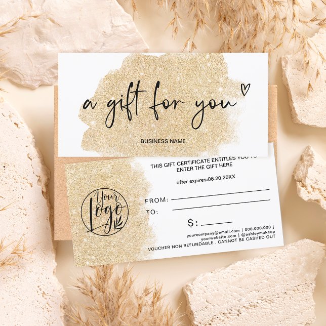 gold glitter heart logo gift certificate (Creator Uploaded)