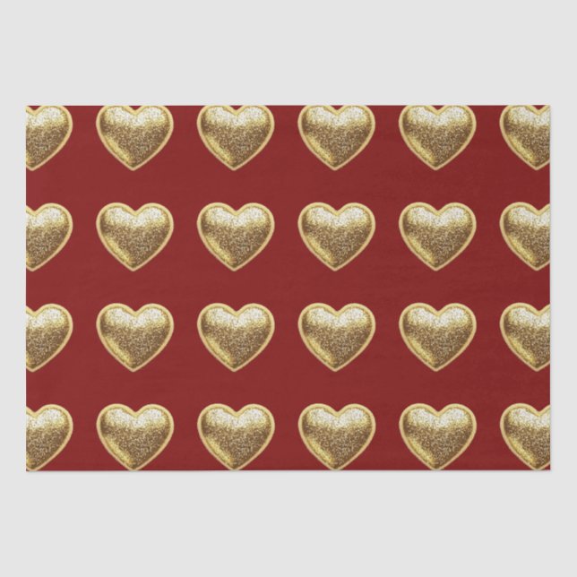 gold glitter heart seamless pattern  tissue paper (Front)
