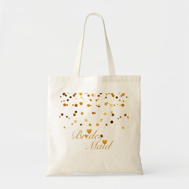 Gold Glitter Heart Shaped Bridesmaid Tote Bag (Front)