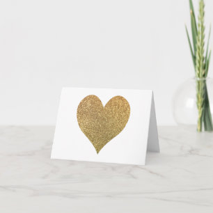 Gold Glitter Heart Thank You Card
