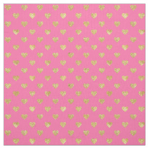 Gold glitter hearts fabric