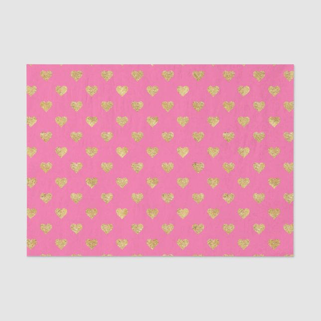 Gold glitter hearts tissue paper (Front)