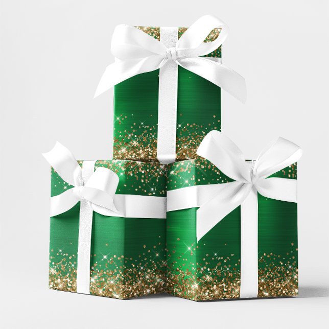 Gold Glitter Holiday Green Ombre Foil Wrapping Paper (Gold Glitter Holiday Green Ombre Foil Wrapping Paper
)