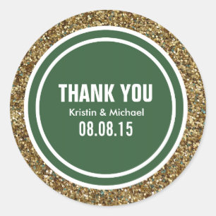 Gold Glitter Hunter Green Custom Thank You Label