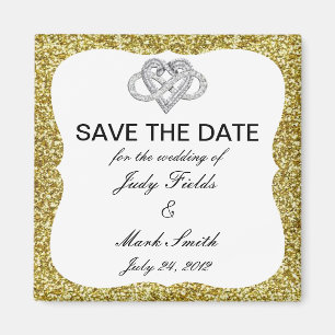 Gold Glitter Infinity Heart Save The Date Magnet