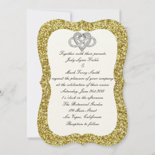 Gold Glitter Infinity Heart Wedding Invitation