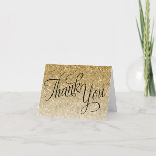 Gold Glitter-Inside Message & Photo, Personalised Thank You Card