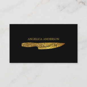 Gold Glitter Knife Business Card