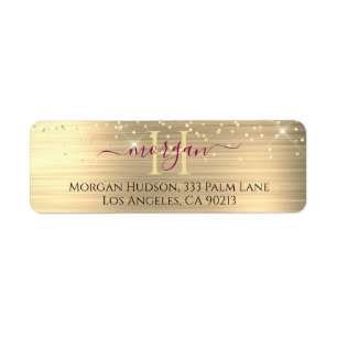 Gold Glitter & Large Monogram, Maroon Name