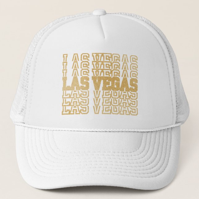 Gold Glitter Las Vegas  Trucker Hat (Front)