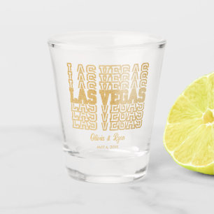 Gold Glitter Las Vegas Wedding Favour Shot Glass