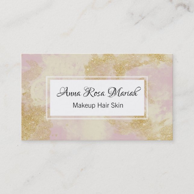 *~* Gold Glitter Lavender Abstract Pastel Modern Business Card (Front)