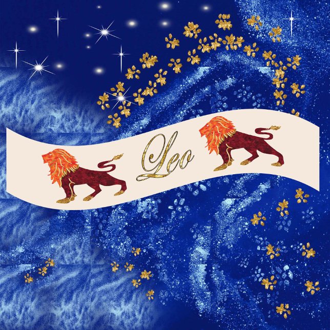 Gold Glitter Leo Zodiac Birthday Gift Satin Ribbon (Creator Uploaded)