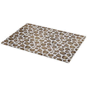 Gold Glitter Leopard Print Cutting Board