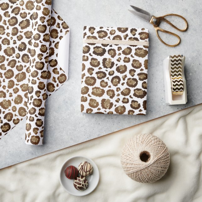 Gold Glitter Leopard Print Wrapping Paper (Crafts)