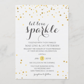 Gold Glitter Let Love Sparkle Wedding invitation