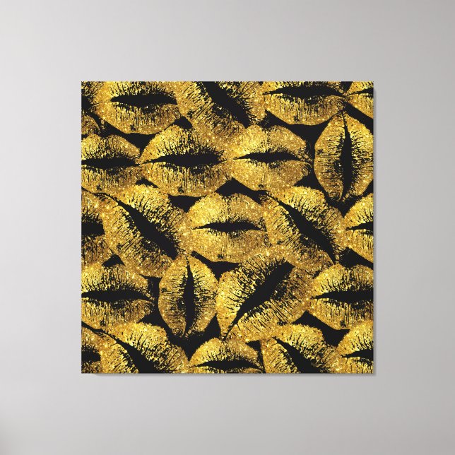 Gold Glitter Lips #2 Canvas Print (Front)