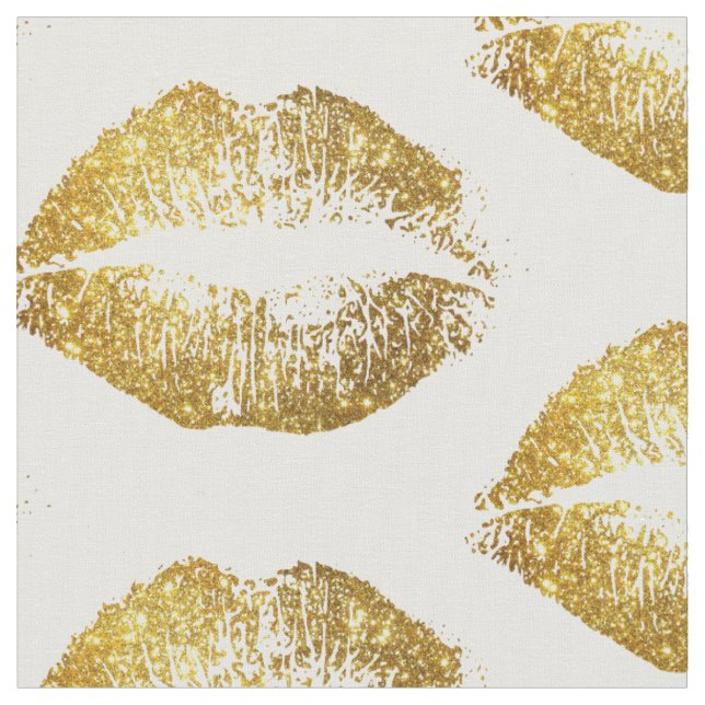 Gold Glitter Lips #2 Fabric (Close Up)
