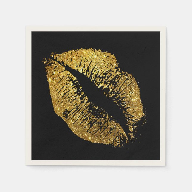 Gold Glitter Lips #3 Napkin (Front)