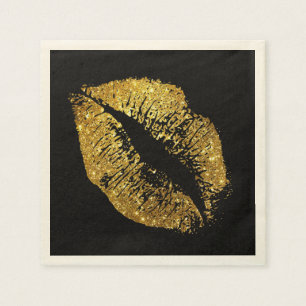 Gold Glitter Lips #3 Napkin