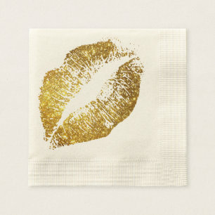Gold Glitter Lips #5 Napkin