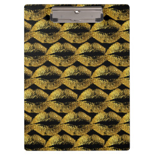 Gold Glitter Lips Clipboard
