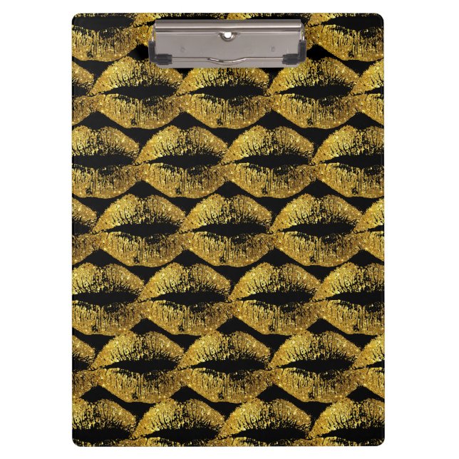 Gold Glitter Lips Clipboard (Front)