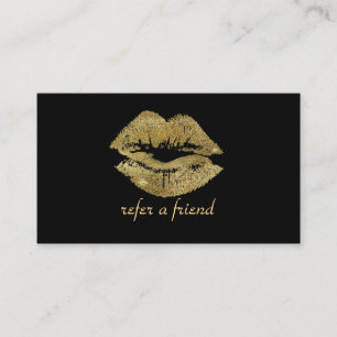 Gold Glitter Lips Makeup Artist Referral Card