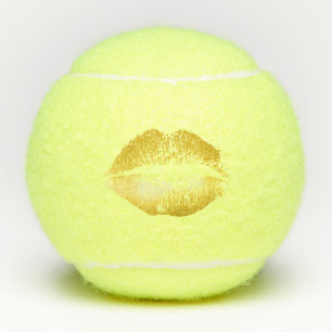 Gold Glitter Lips Tennis Balls