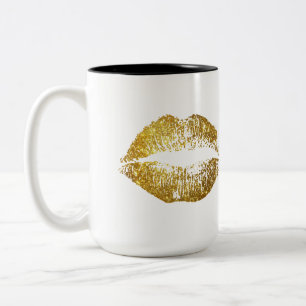 Gold Glitter Lips Two-Tone Coffee Mug