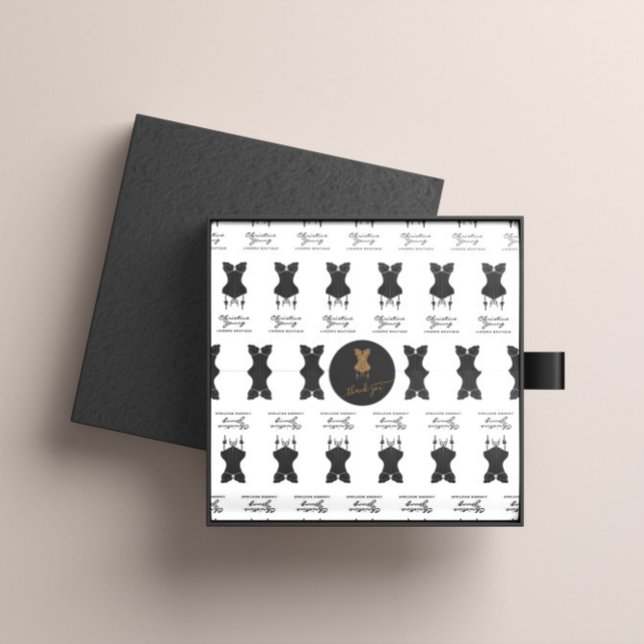 Gold Glitter Logo Lingerie Boutique Thank You Classic Round Sticker (Creator Uploaded)