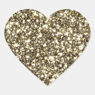 Gold Glitter Look Elegant Valentine Heart Sticker