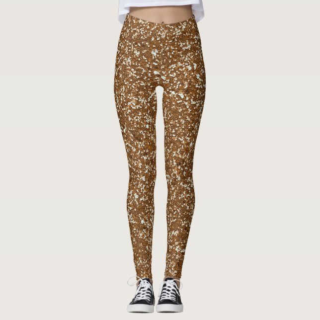 Gold Glitter Look Leggings (Front)