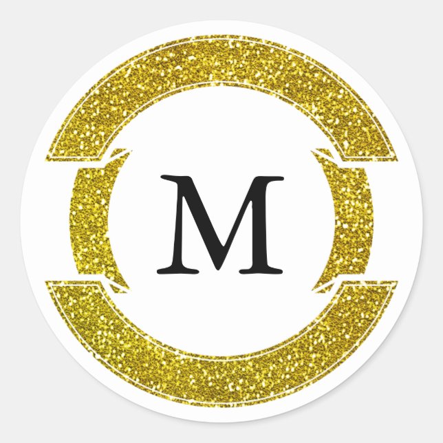 Gold Glitter Look Monogram Seal (Front)
