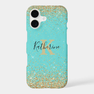 Gold Glitter Look Turquoise iPhone 7/8 Case