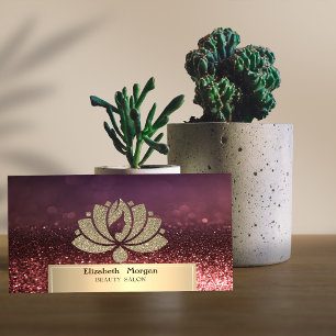 Gold Glitter Lotus Bokeh Beauty Salon Business Card