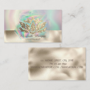 Gold Glitter Lotus Colourful Business Card