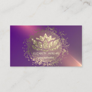 Gold Glitter Lotus Violet Business Card