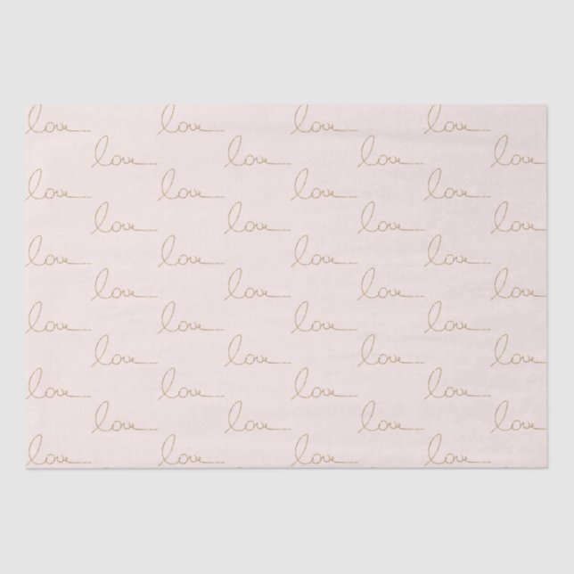 Gold Glitter Love Blush Pink Shell Tissue Paper (Front)