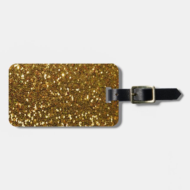 Gold Glitter Luggage Tag (Front Horizontal)