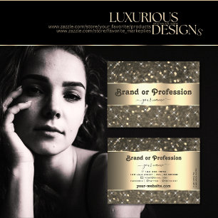 Gold Glitter Luminous Stars Golden Decor Border Business Card