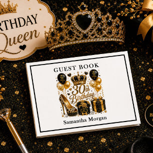 Gold Glitter Luxe Confetti Black And Gold Guest Bo Book