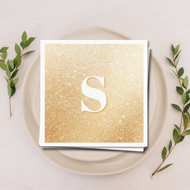Gold Glitter Luxury Personalised Monogram Napkins (Gold Glitter Luxury Personalized Monogram Napkins
)