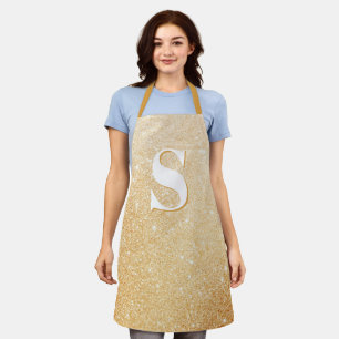 Gold Glitter Luxury Personalized Monogram Apron