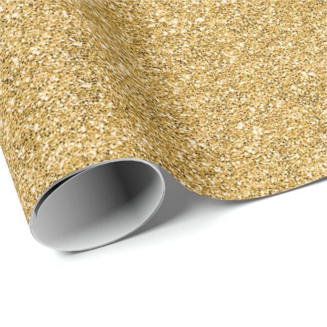 Gold Glitter Luxury Sparkle Tinsel Wrapping Paper (Roll Corner)