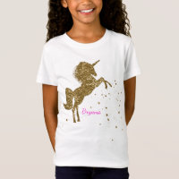 Gold Glitter Magical Unicorn & Stars Personalised