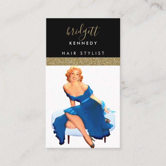 Gold  Glitter Makeup Artist Hair Salon  Business Card (Front)