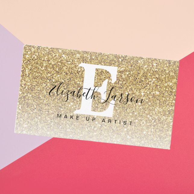 Gold Glitter Makeup Artist Hair Salon Loyalty Card (Creator Uploaded)