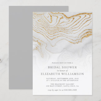 Gold Glitter Marble Bridal Shower Invitation
