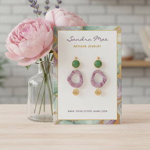 Gold Glitter Marble Earring Jewelry Display Card
